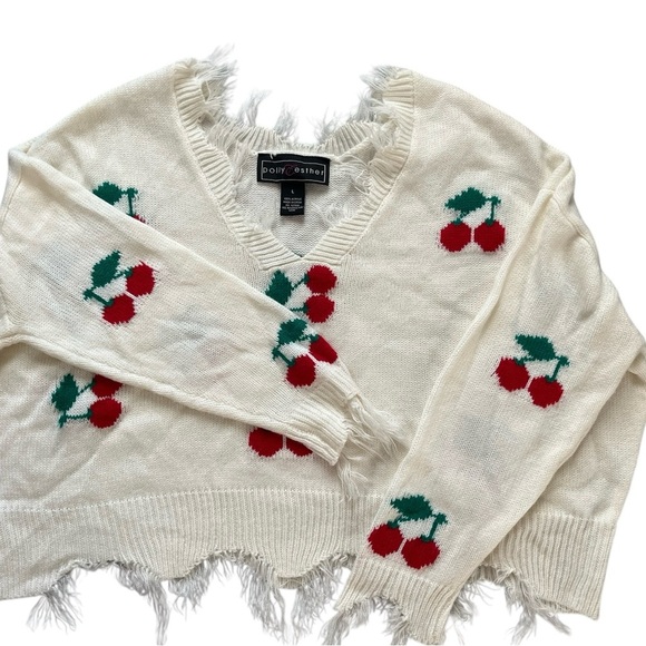 Polly & Esther Cherry Fringe Sweater - Cream - Picture 2 of 5